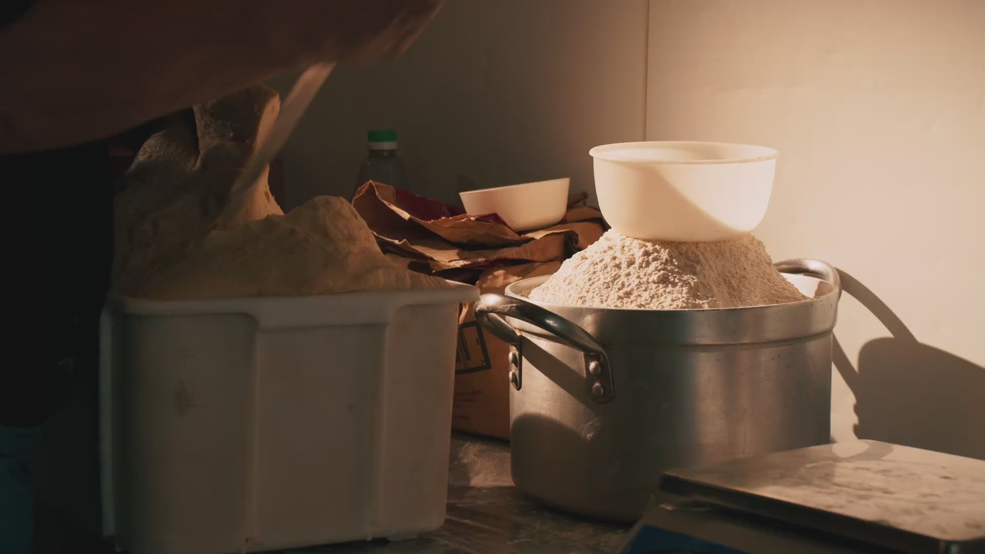 Small independent Artisan Bakery. Sourdough Bread ingredients being made into sourdough bread. Baked in Milton Keynes MK11 1AF. Stony Stratford. 